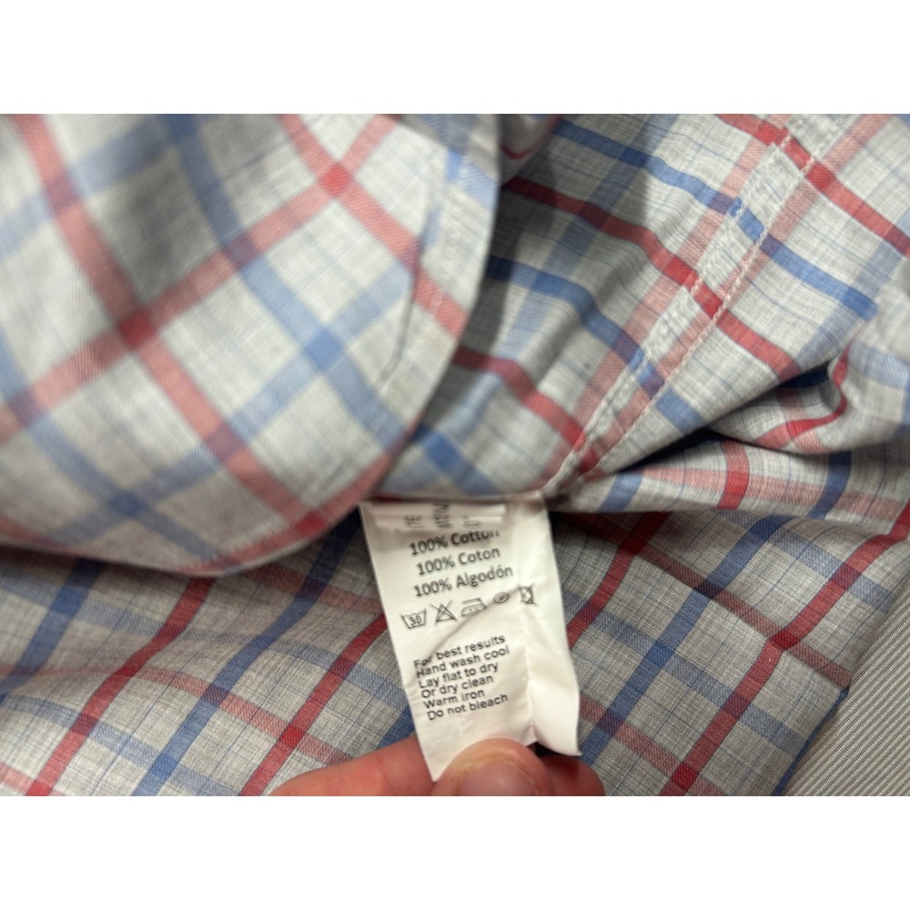 Peter Millar Mens Large Summer Soft Twill Plaid Button Down Shirt Blue - Picture 4 of 5